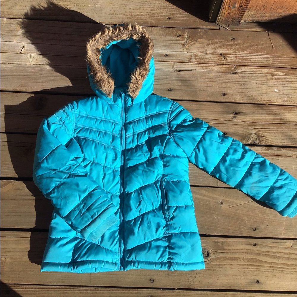 Girls turquoise puffy jacket